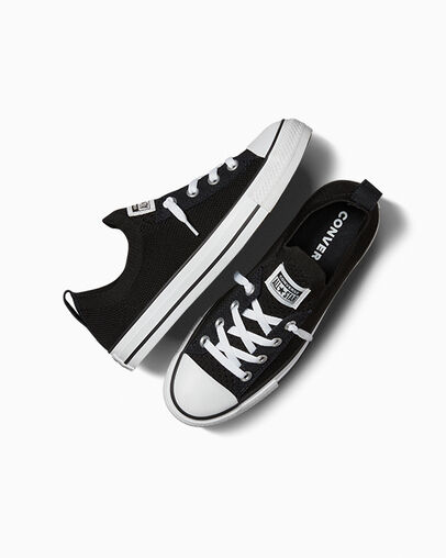 Black / White Converse Chuck Taylor All Star Shoreline Knit Women Slip On Shoes UK | C-27693089