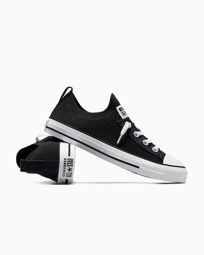 Black / White Converse Chuck Taylor All Star Shoreline Knit Women Slip On Shoes UK | C-27693089