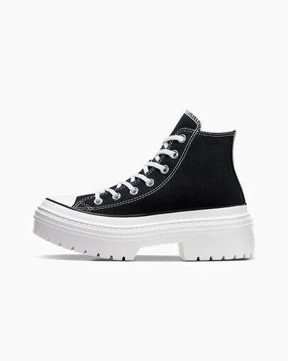 Black / White Converse Chuck Taylor All Star Lugged Heel Platform Women Boots UK | C-14957289