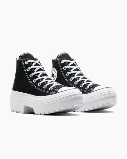 Black / White Converse Chuck Taylor All Star Lugged Heel Platform Women Boots UK | C-14957289