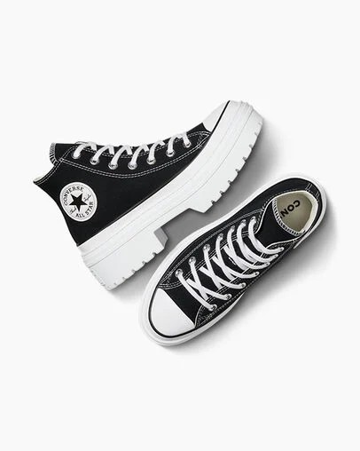 Black / White Converse Chuck Taylor All Star Lugged Heel Platform Women Boots UK | C-14957289