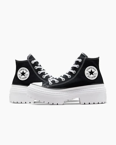 Black / White Converse Chuck Taylor All Star Lugged Heel Platform Women Boots UK | C-14957289