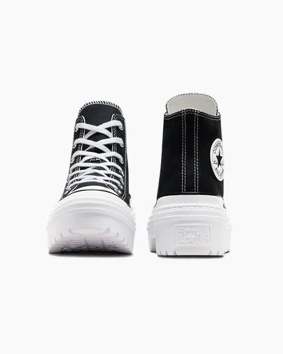 Black / White Converse Chuck Taylor All Star Lugged Heel Platform Women Boots UK | C-14957289