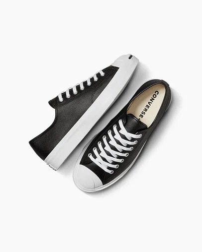 Black / White Converse Jack Purcell Leather Men Tennis Shoes UK | C-58934019