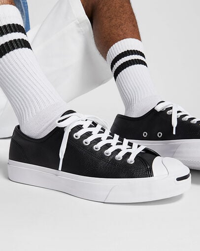 Black / White Converse Jack Purcell Leather Men Tennis Shoes UK | C-58934019