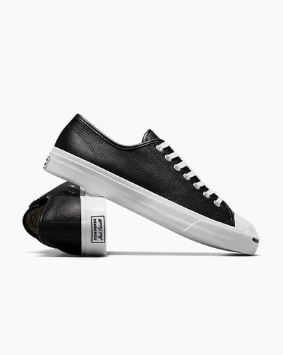 Black / White Converse Jack Purcell Leather Women Tennis Shoes UK | C-20856139