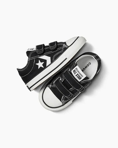 Black / White Converse Star Player 76 Easy-On Kids' Canvas Shoes UK | C-23167809