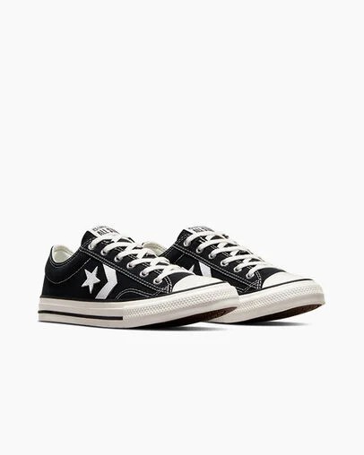 Black / White Converse Star Player 76 Foundational Kids' Canvas Shoes UK | C-78421369