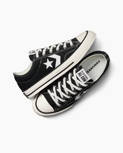 Black / White Converse Star Player 76 Foundational Kids' Canvas Shoes UK | C-78421369