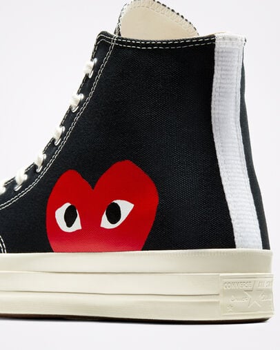 Black / White / Red Converse Converse x PLAY Comme des Garçons Chuck 70 Men Sneakers UK | C-01437589