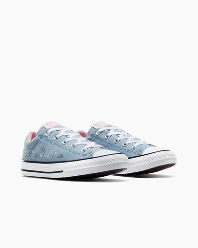 Blue / Pink Converse Chuck Taylor All Star Street Tiny Florals Kids' Sneakers UK | C-56342799