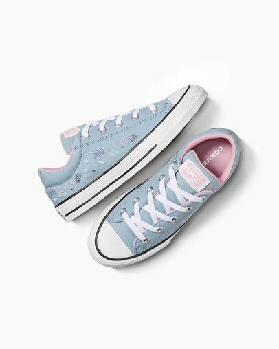 Blue / Pink Converse Chuck Taylor All Star Street Tiny Florals Kids' Sneakers UK | C-56342799