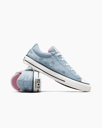 Blue / Pink Converse Chuck Taylor All Star Street Tiny Florals Kids' Sneakers UK | C-56342799