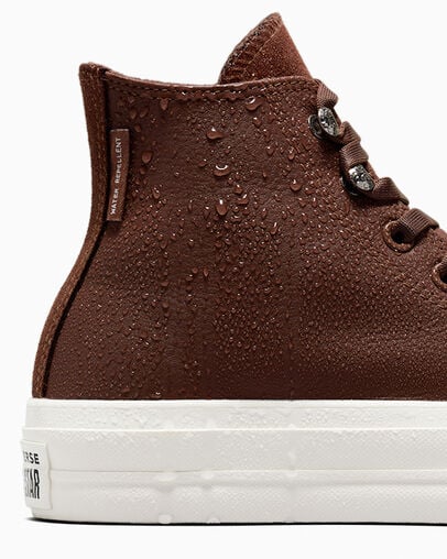 Brown / Black Converse Chuck Taylor All Star Lift Platform Water Repellent Leather Women Boots UK | C-01467839