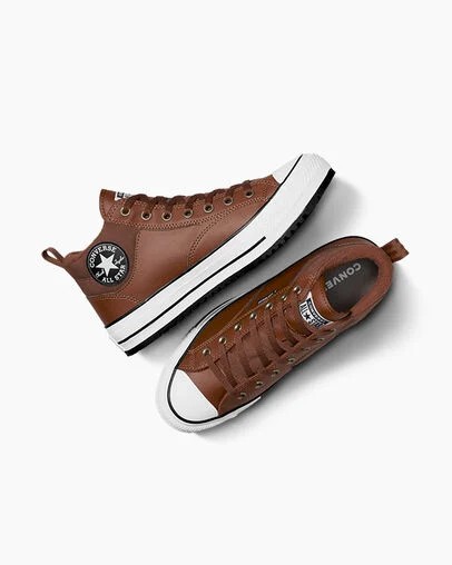 Brown / Brown / White Converse Chuck Taylor All Star Malden Street Women Boots UK | C-07158439