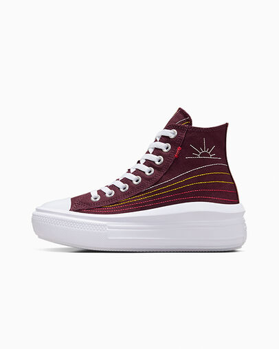 Burgundy / Red / Yellow Converse Chuck Taylor All Star Move Women Platform Shoes UK | C-26489079