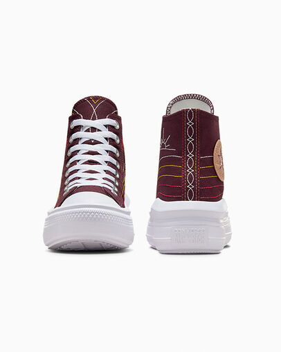 Burgundy / Red / Yellow Converse Chuck Taylor All Star Move Women Platform Shoes UK | C-26489079