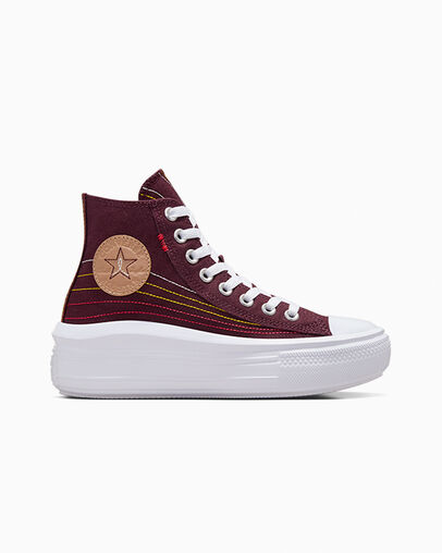 Burgundy / Red / Yellow Converse Chuck Taylor All Star Move Women Platform Shoes UK | C-42613089