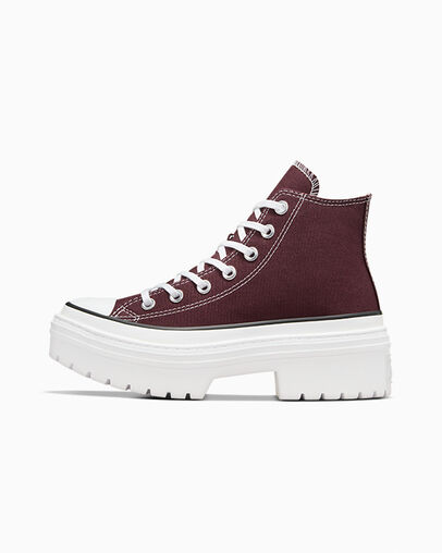 Burgundy / White / Black Converse Chuck Taylor All Star Lugged Heel Platform Women Boots UK | C-40356179