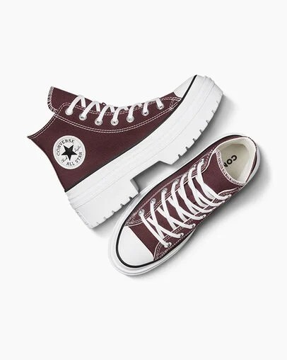 Burgundy / White / Black Converse Chuck Taylor All Star Lugged Heel Platform Women Boots UK | C-40356179