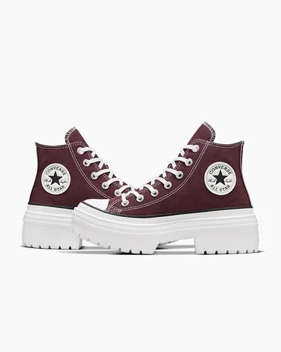 Burgundy / White / Black Converse Chuck Taylor All Star Lugged Heel Platform Women Boots UK | C-40356179