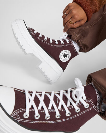 Burgundy / White / Black Converse Chuck Taylor All Star Lugged Heel Platform Women Boots UK | C-40356179