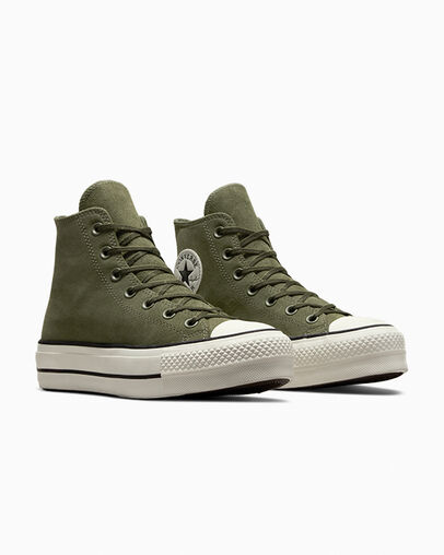 Dark Green / Black Converse Chuck Taylor All Star Lift Women Platform Shoes UK | C-85196079