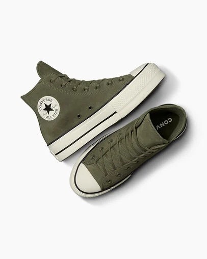 Dark Green / Black Converse Chuck Taylor All Star Lift Women Platform Shoes UK | C-85196079