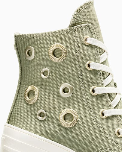 Dark Green / Gold Converse Chuck 70 De Luxe Heel Women Platform Shoes UK | C-27431609