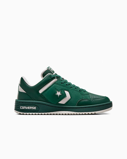 Green Converse Weapon Leather Women Basketball Shoes UK | C-01659479