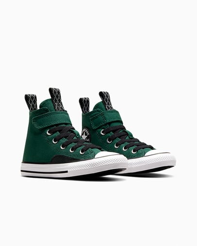 Green / Black / White Converse Chuck Taylor All Star Sporty Easy-On Kids' Sneakers UK | C-17930529