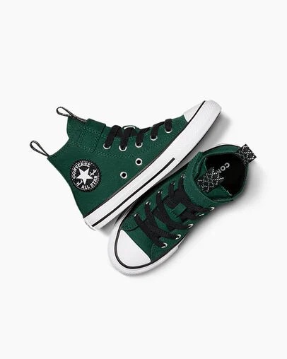 Green / Black / White Converse Chuck Taylor All Star Sporty Easy-On Kids' Sneakers UK | C-17930529