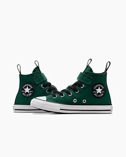 Green / Black / White Converse Chuck Taylor All Star Sporty Easy-On Kids' Sneakers UK | C-17930529