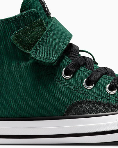 Green / Black / White Converse Chuck Taylor All Star Sporty Easy-On Kids' Sneakers UK | C-17930529