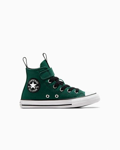 Green / Black / White Converse Chuck Taylor All Star Sporty Easy-On Kids\' Sneakers UK | C-17930529