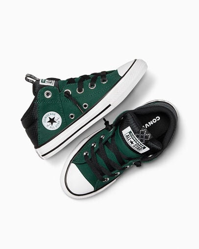 Green / Black / White Converse Chuck Taylor All Star Axel Sporty Easy-On Kids' Boots UK | C-49603759