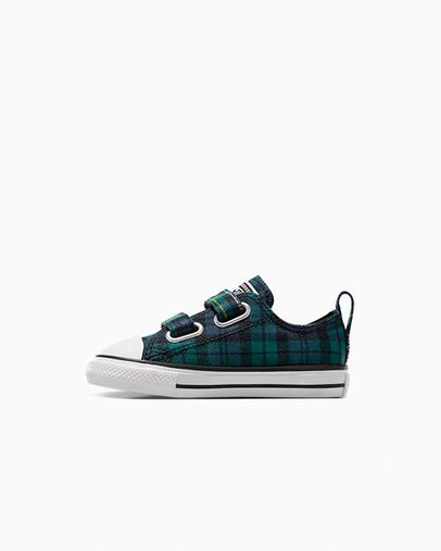 Green / Navy / White Converse Chuck Taylor All Star Plaid Kids' Sneakers UK | C-05792819