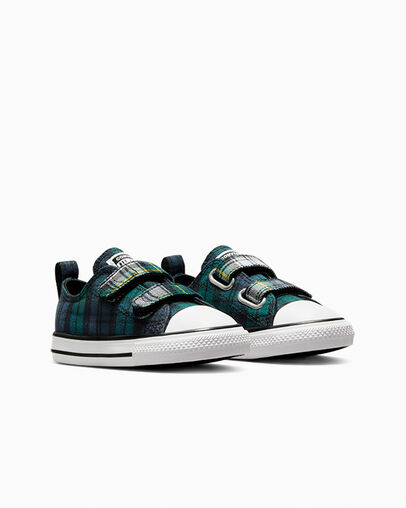 Green / Navy / White Converse Chuck Taylor All Star Plaid Kids' Sneakers UK | C-05792819