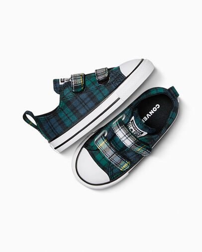 Green / Navy / White Converse Chuck Taylor All Star Plaid Kids' Sneakers UK | C-05792819