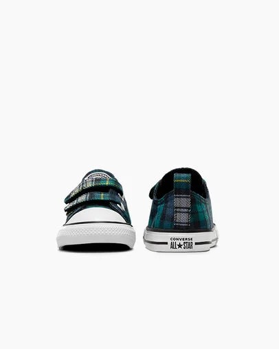 Green / Navy / White Converse Chuck Taylor All Star Plaid Kids' Sneakers UK | C-05792819