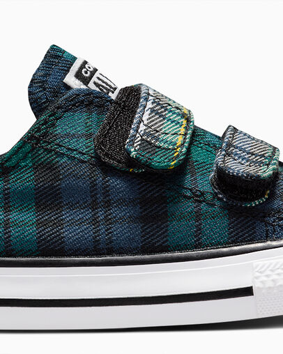 Green / Navy / White Converse Chuck Taylor All Star Plaid Kids' Sneakers UK | C-05792819