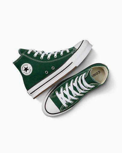 Green / White / Beige White Converse Chuck Taylor All Star EVA Lift Kids' Platform Shoes UK | C-48156029