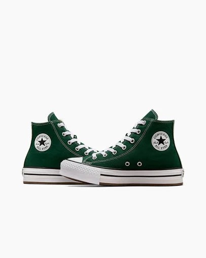 Green / White / Beige White Converse Chuck Taylor All Star EVA Lift Kids' Platform Shoes UK | C-48156029