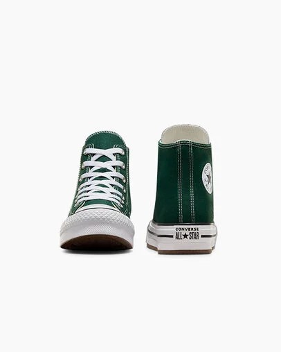 Green / White / Beige White Converse Chuck Taylor All Star EVA Lift Kids' Platform Shoes UK | C-48156029