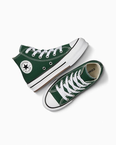 Green / White / Beige White Converse Chuck Taylor All Star EVA Lift Kids' Platform Shoes UK | C-18632579