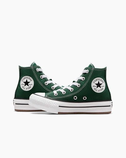 Green / White / Beige White Converse Chuck Taylor All Star EVA Lift Kids' Platform Shoes UK | C-18632579