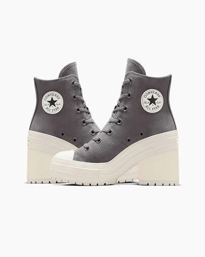 Grey Converse Chuck 70 De Luxe Heel Women Platform Shoes UK | C-69572419