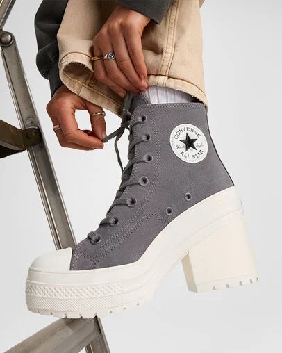 Grey Converse Chuck 70 De Luxe Heel Women Platform Shoes UK | C-69572419