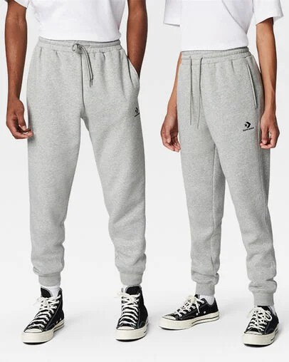 Grey Converse Go-To Embroidered Star Chevron Standard-Fit Men Sweatpants UK | C-98361759