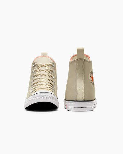 Grey / Beige White Converse Chuck Taylor All Star Vintage Athletic Men Sneakers UK | C-15890349